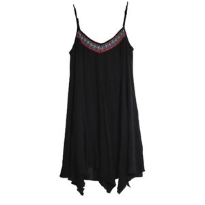 Lily Rose size:S black spaghetti adjustable straps bohemian boho skater dress